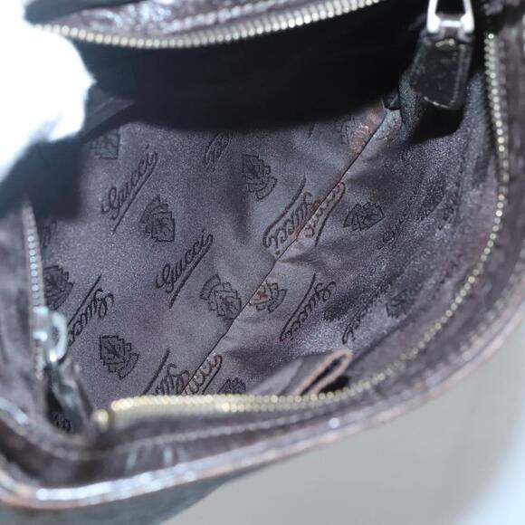 GUCCI GG Canvas Guccissima Bag Leather Dark Brown Gold - Picture 11 of 16